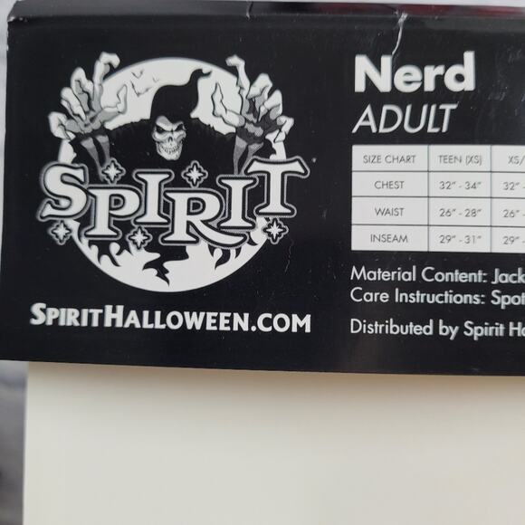 Spirit Halloween Med Nerd Costume Plaid Jacket Pocket Protector Bow Tie Glasses - Picture 10 of 11
